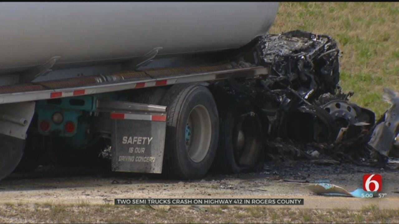 Semi Trucks Crash On Highway 412 In Rogers County