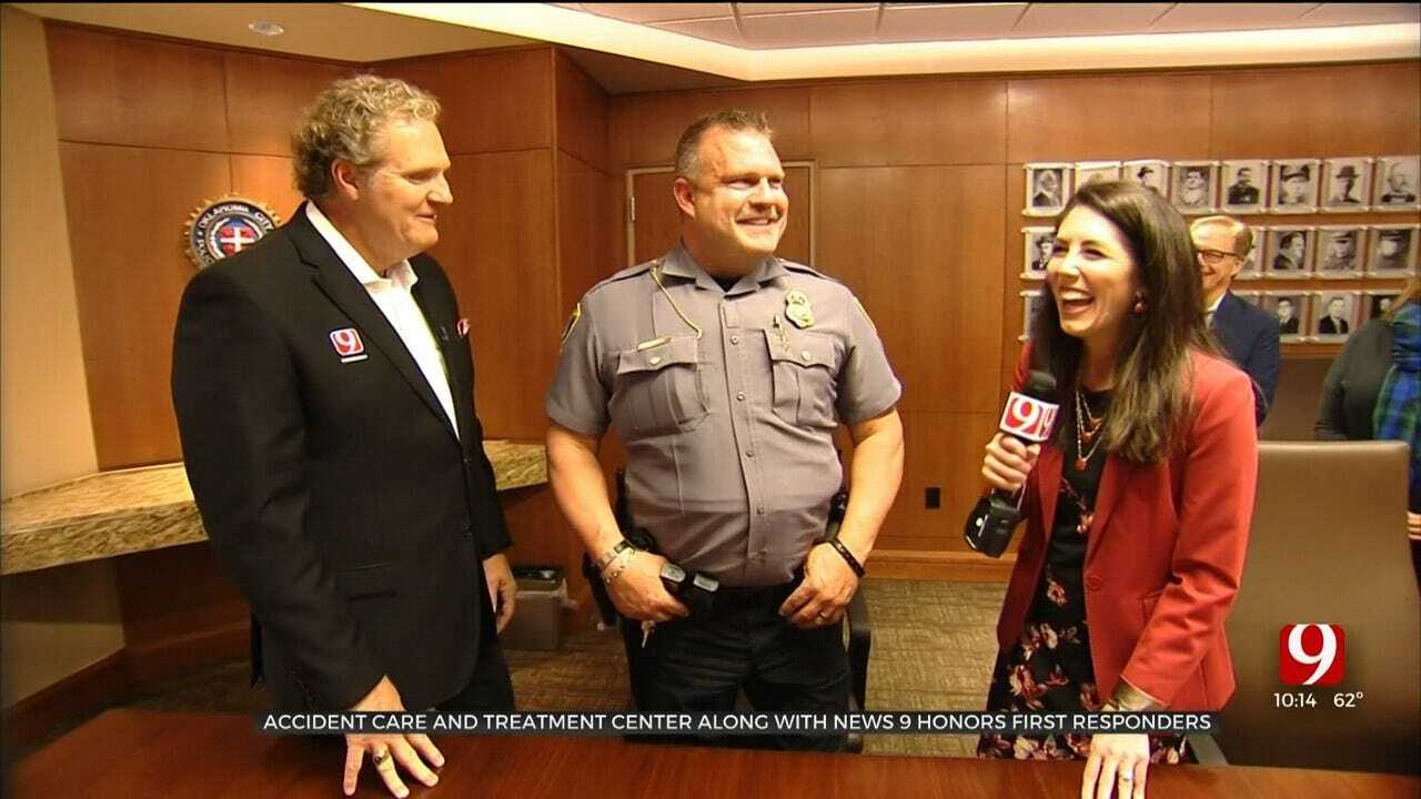 WATCH: Accident Care And Treatment Center, News 9 Team Together To Honor First Responders