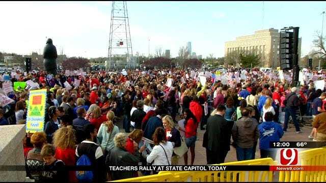 Thousands Rally At Oklahoma Capitol For Education Funding