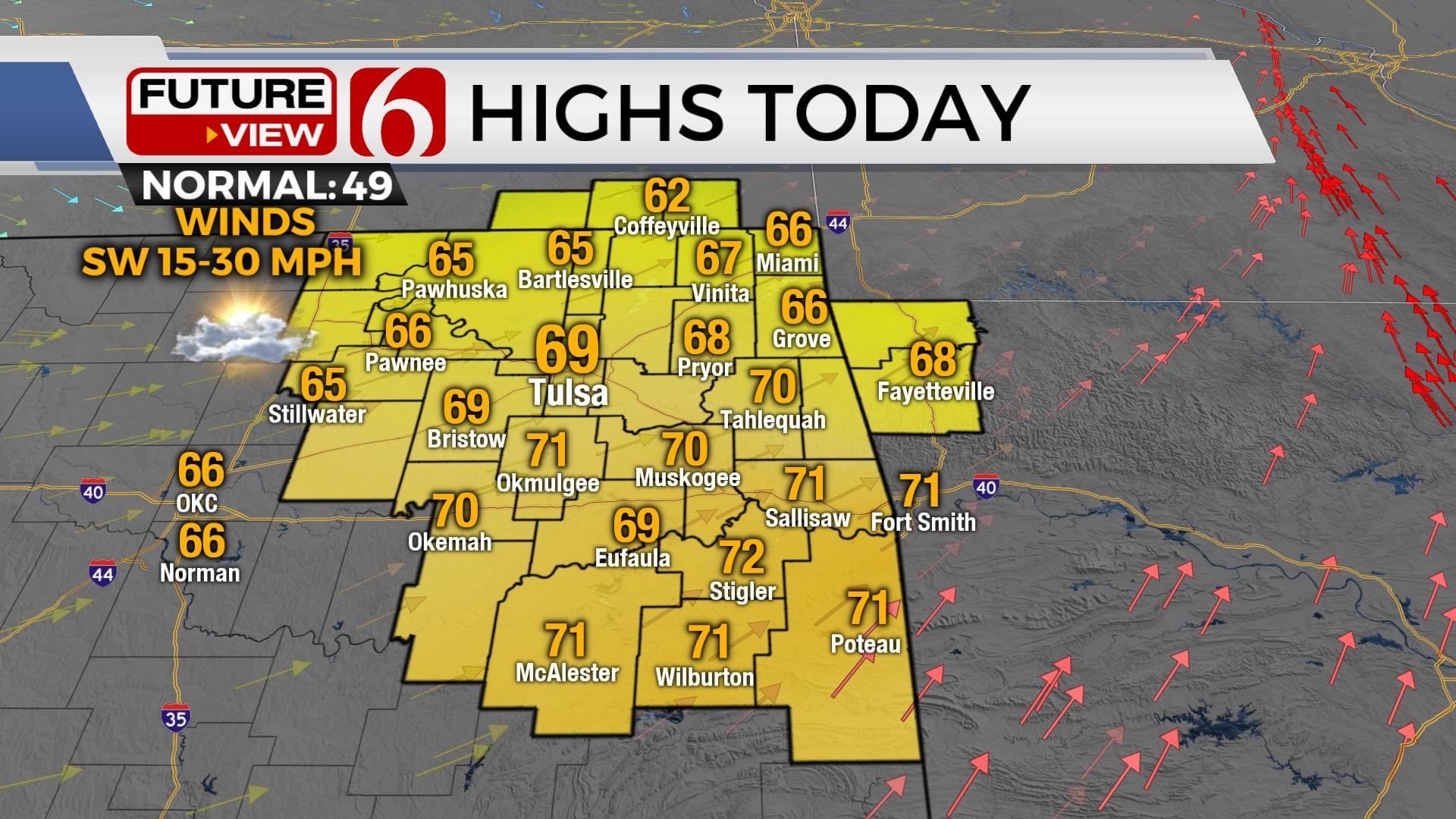 Gusty Winds Bring Above Normal Highs