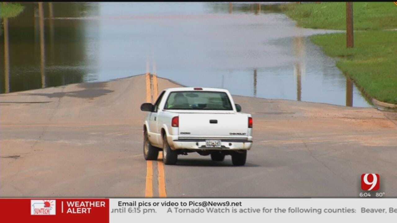 Officials Warn Residents Of Floodwaters Washing Out Roads In Kingfisher