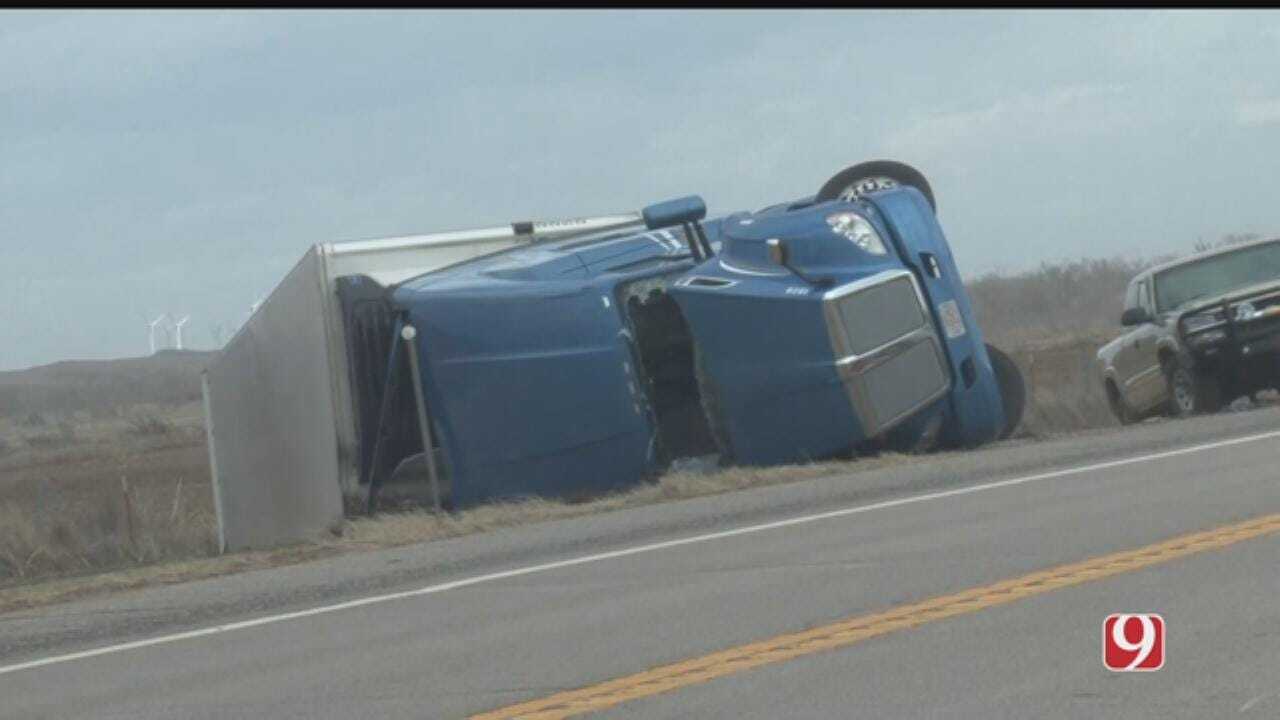 Crews Respond To Reported Semi Rollover In NW Oklahoma