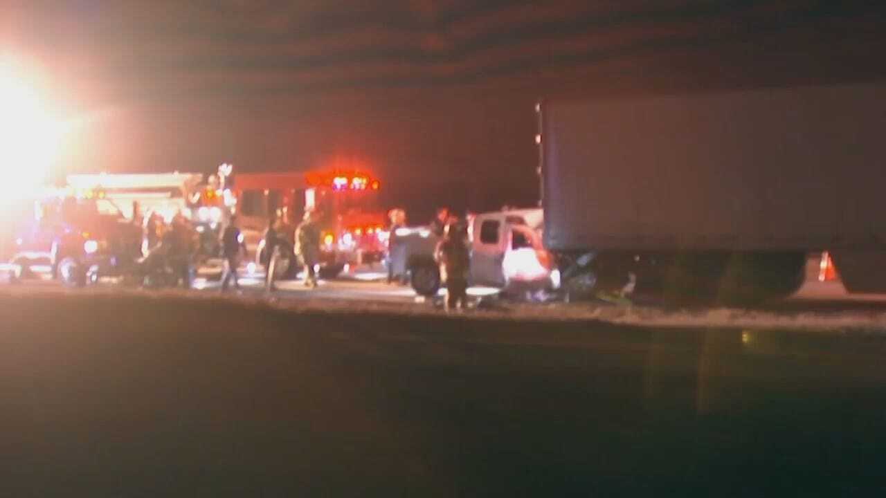 Video From Scene Of Pickup/Semi Crash On Highway 412 In Rogers County