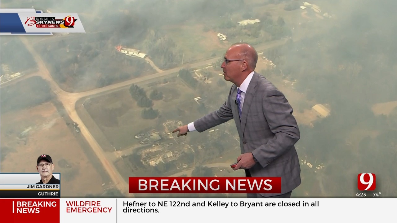 WATCH: Bob Mills SkyNews 9 Flies Over Burned Homes North Of Edmond