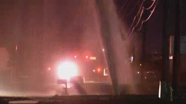 WEB EXTRA: Video Of Tulsa Water Main Break Geyser