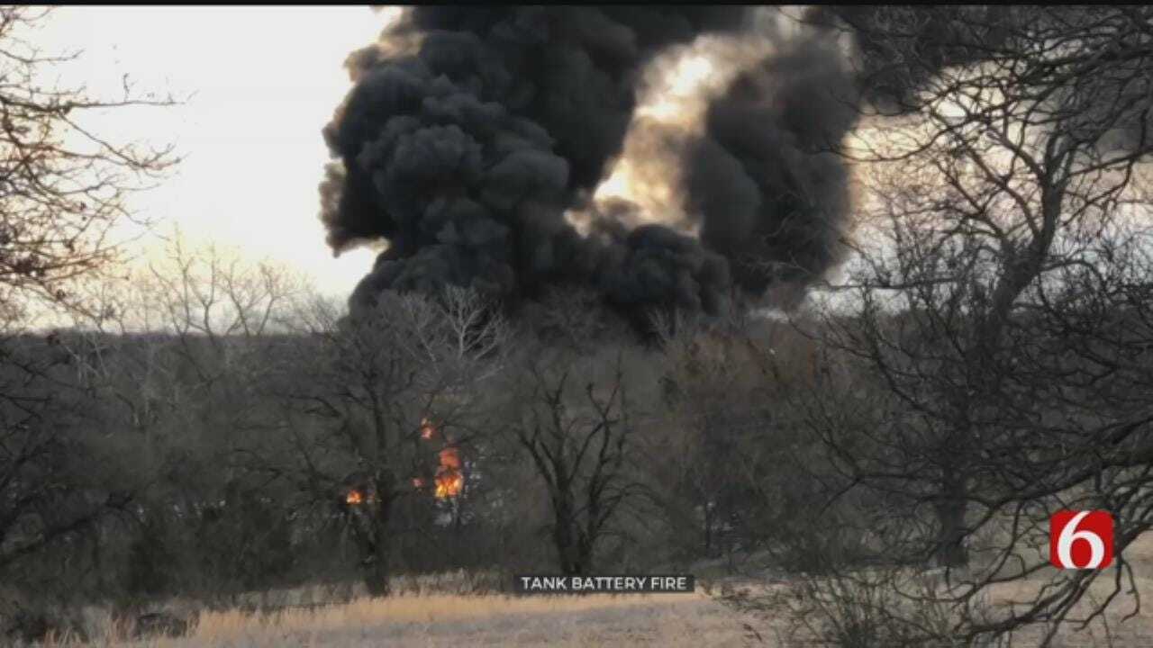 Firefighters Say Tank Battery Fire Under Control In Creek County