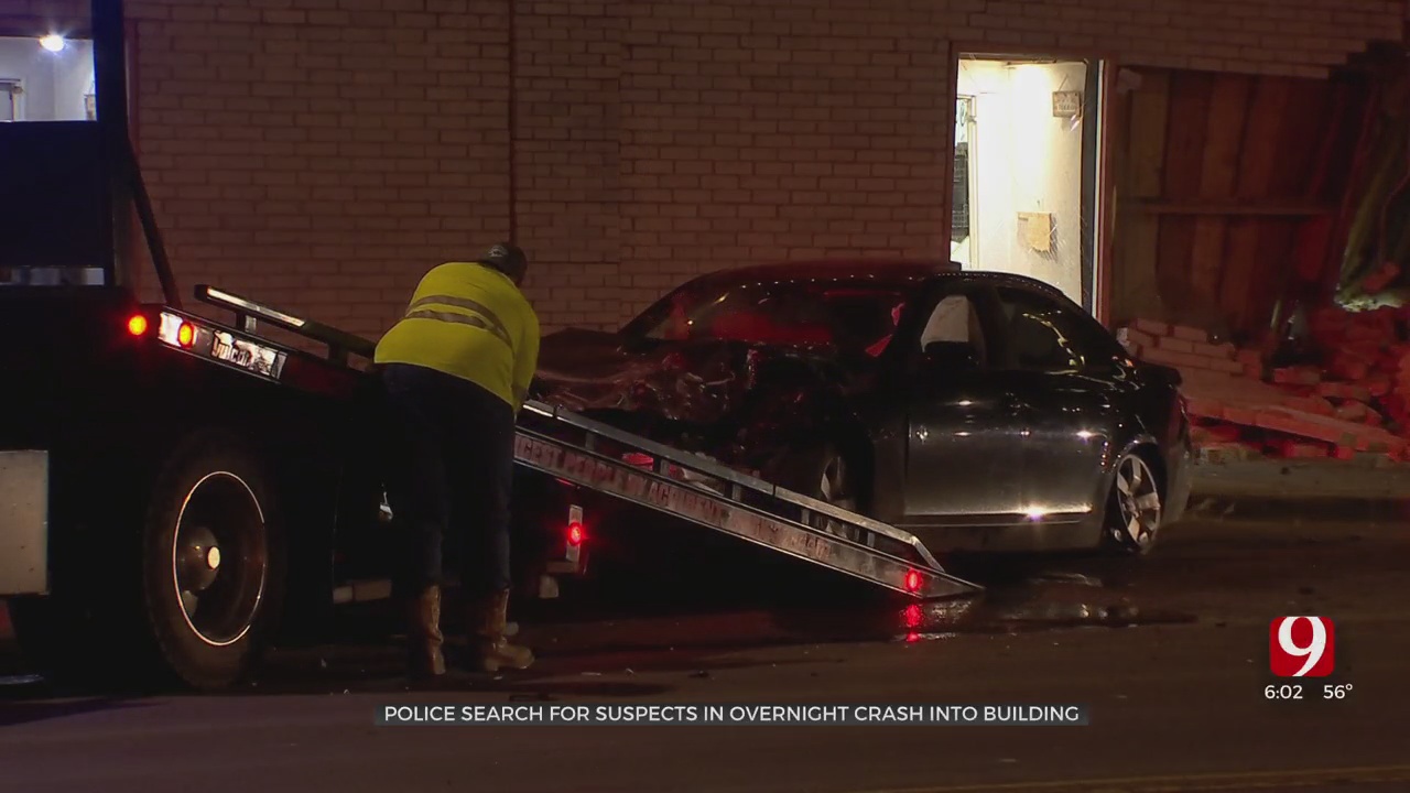 Car Crashes Into SW OKC Business; Group Flees The Scene  