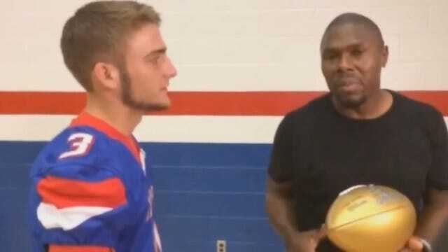 WEB EXTRA: Corey Ivy Receives Golden Football For HS Hall Of Fame Induction