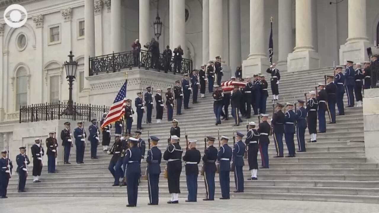 President HW Bush's Casket Leaves The U.S. Capitol