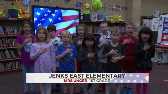 Daily Pledge: Students From Jenks East Elementary 1st-Grade Class