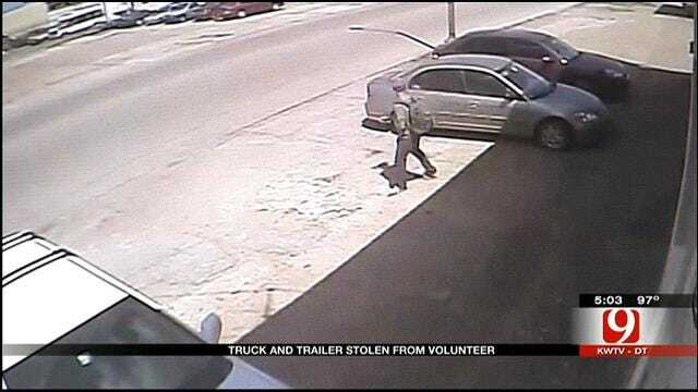 Surveillance Video Shows Thief Steal Truck At Cushing Charity Office