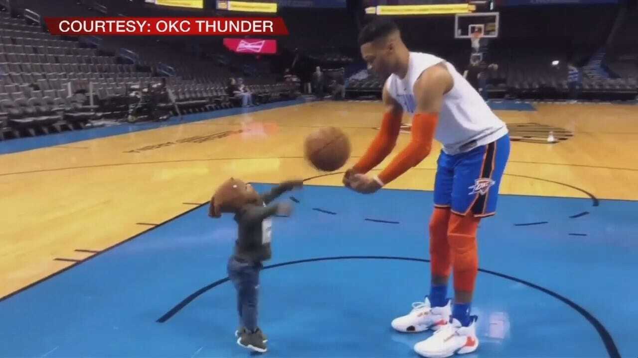 Cuteness Alert: Russell Westbrook Warms Up With Son