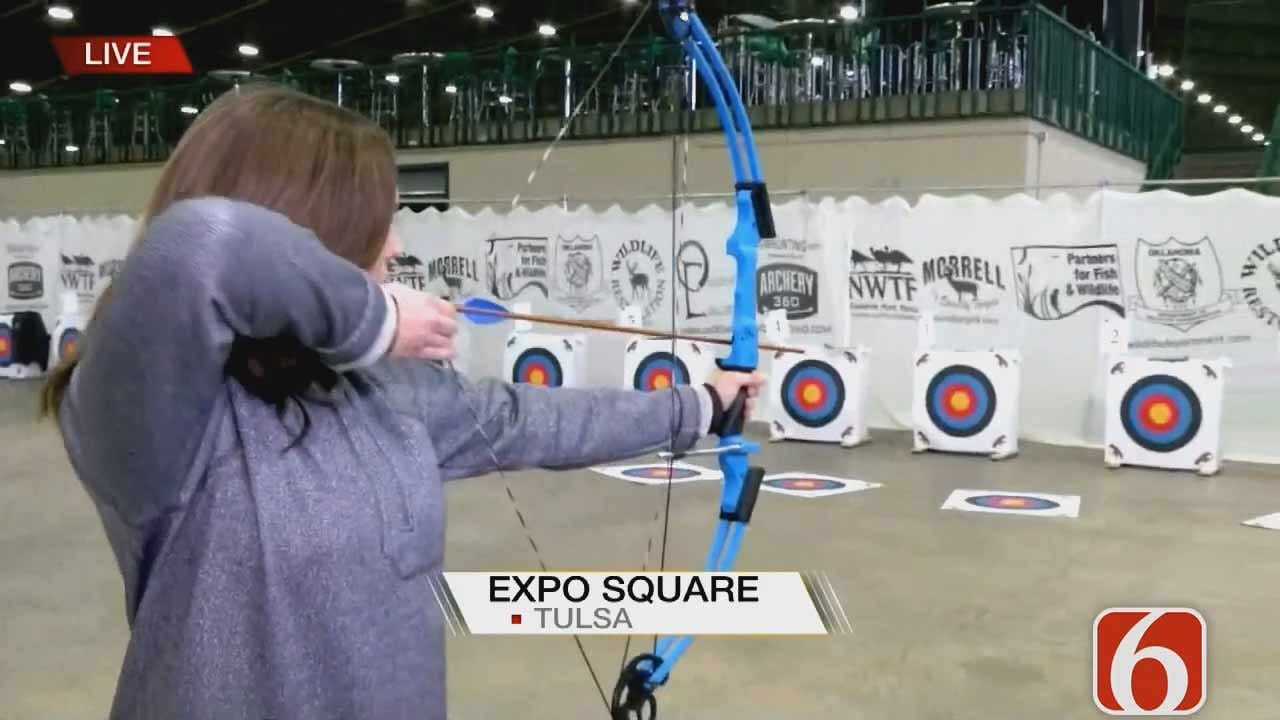 Tess Maune Shows Off Her Archery Skills At The Tulsa Fairgrounds