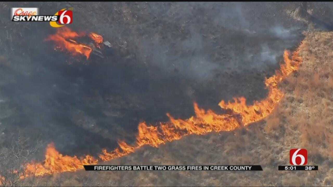 Grass Fires Break Out In Creek County
