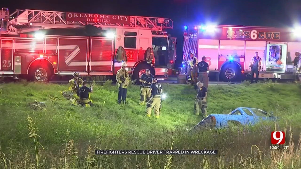 Firefighters Rescue Driver Trapped In Wreckage After Oklahoma City Crash