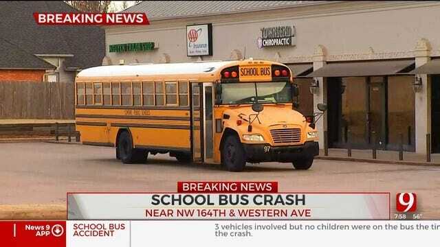 Emergency Crews Respond To Crash Involving School Bus In NW OKC