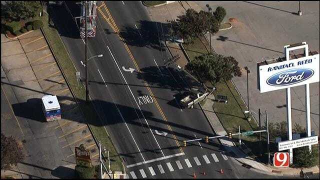 WEB EXTRA: Pickup Hits Power Pole In NW OKC