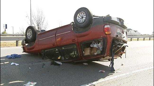 WEB EXTRA: Driver Rolls Vehicle In ‘Road Rage' Crash Near Tulsa Airport