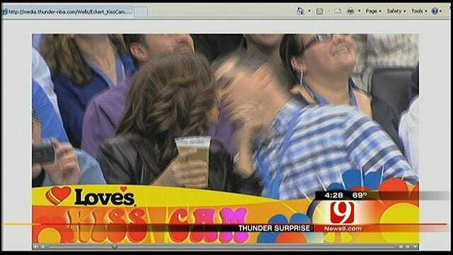 News 9's Christina Eckert Is Caught On Kiss Cam During Thunder Game