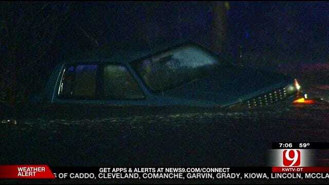 Fire Crews Pull Family From Flooded Vehicle In SE OKC
