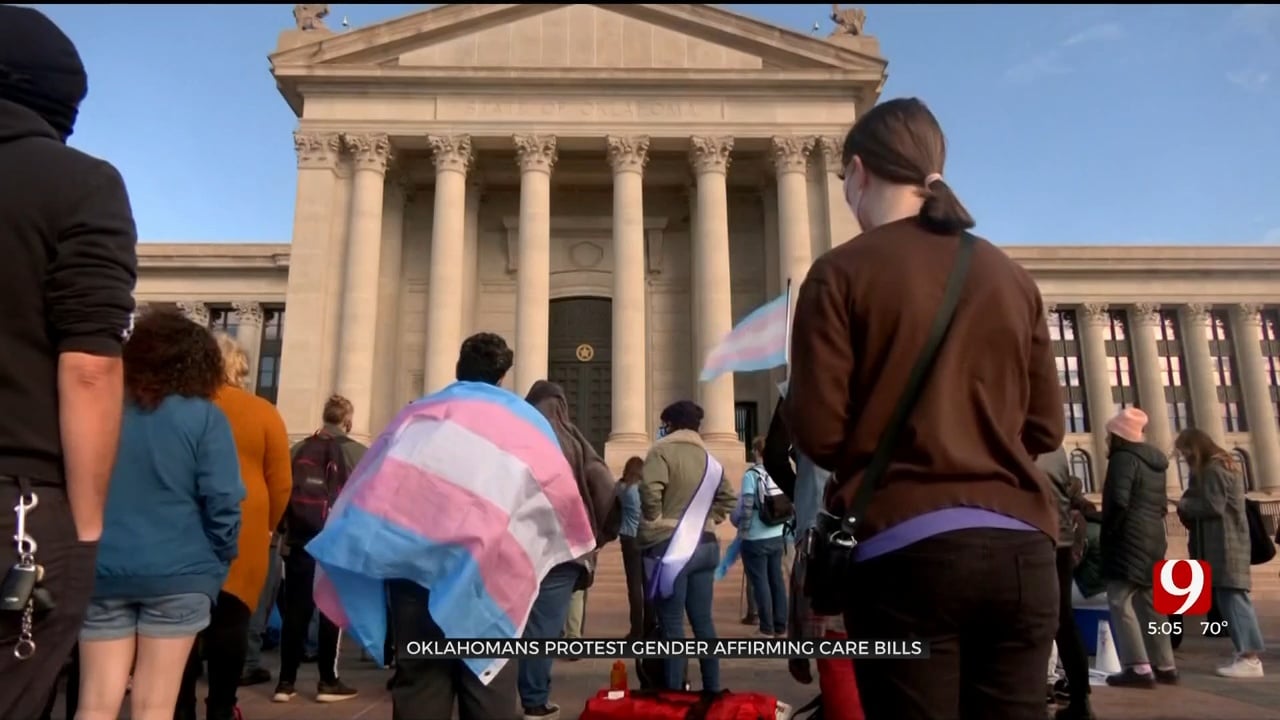 Protestors Gather In Response To Slew Of Bills Banning Trans Care