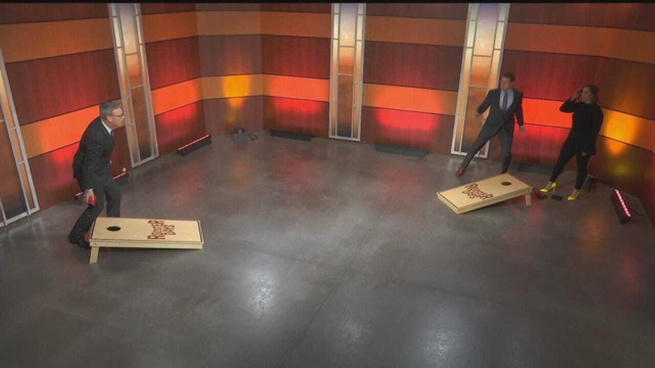 WATCH: 6 In The Morning Team Tries Out Cornhole For Rooster Days