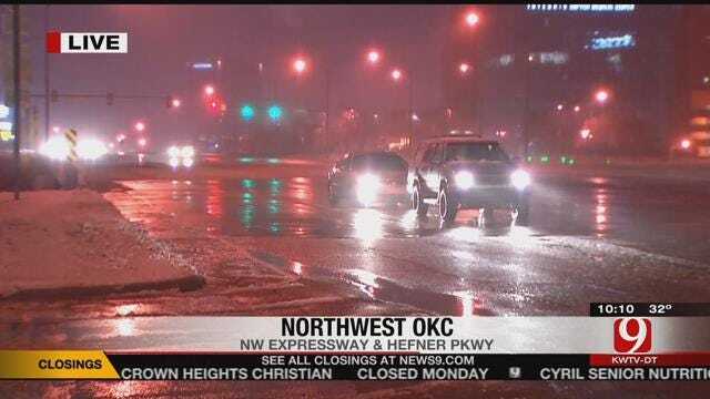 WEB EXTRA: Road Conditions Before Another Round Of Storms Get Into OKC