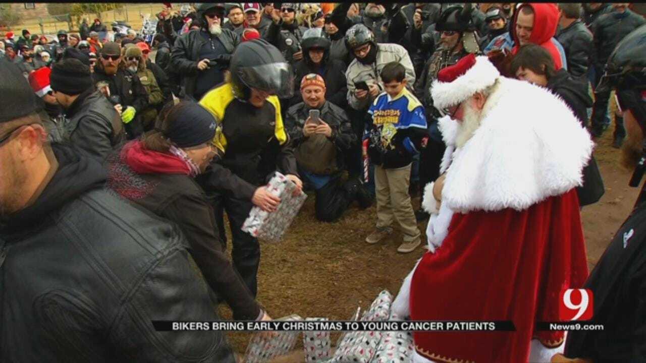 Motorcyclists Deliver Christmas Presents To Children Battling Cancer