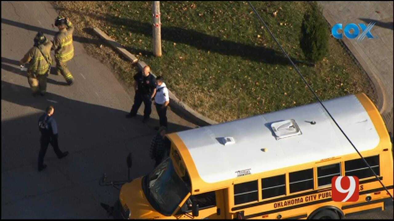 OKC Police, OKCFD On Scene After Crash Involving School Bus In SW OKC