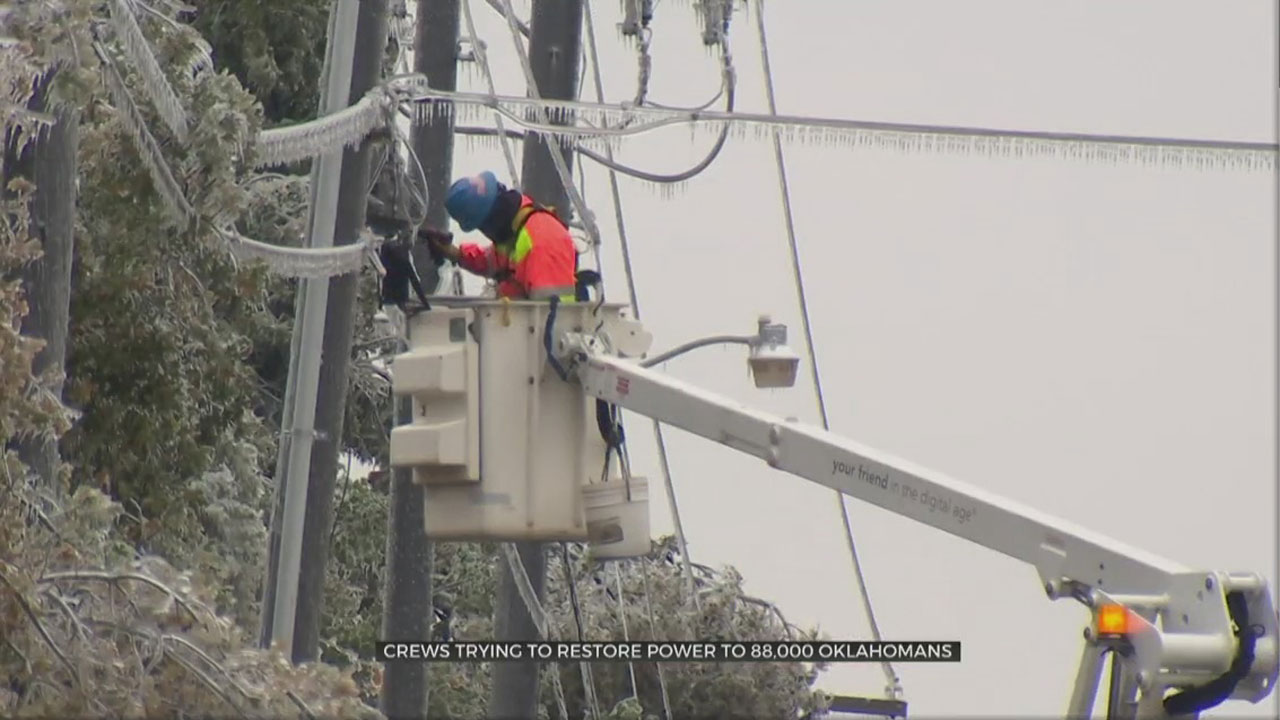 Electric Companies Continue To Restore Power Across Oklahoma 