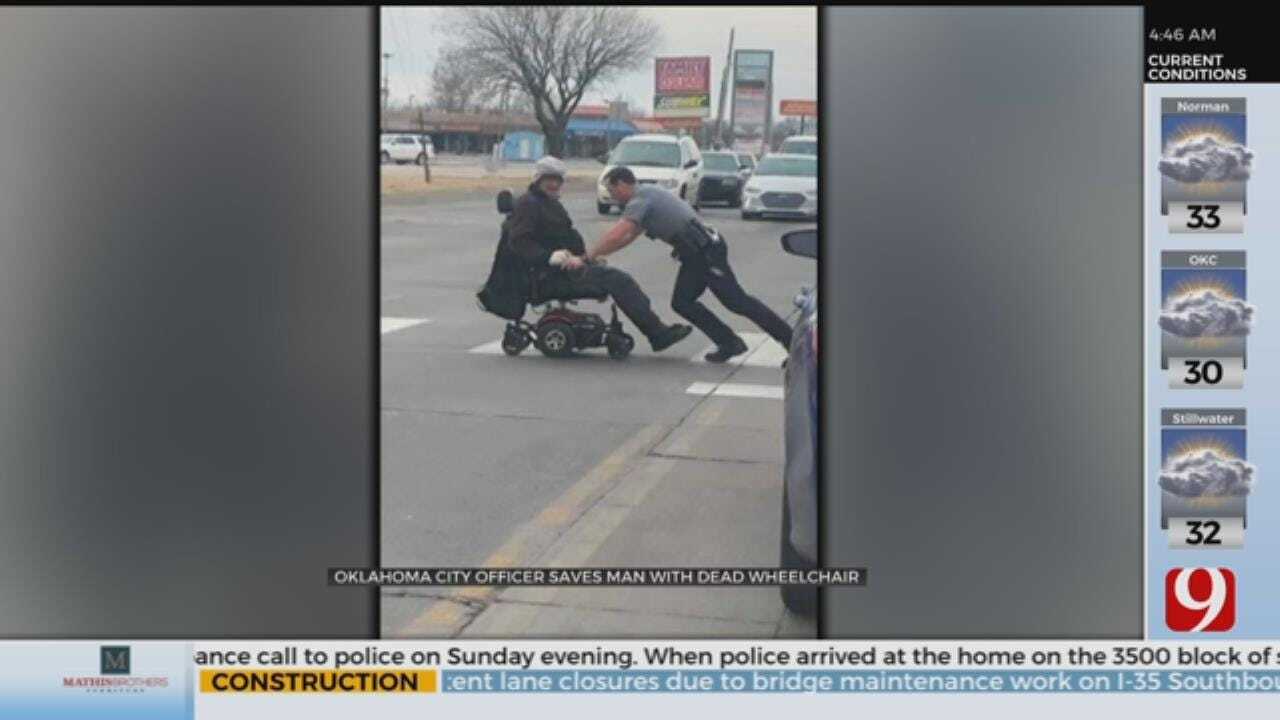 OKC Officer Pushes Man With Dead Wheelchair To Safety