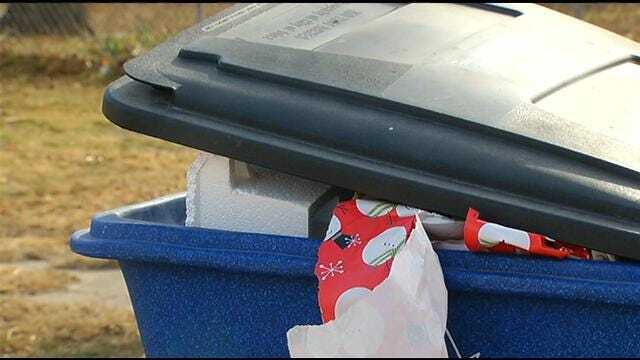Tulsa's Recycling Carts Full With Christmas Packaging