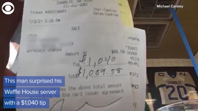 WATCH: Man Leaves Server With $1,040 Tip
