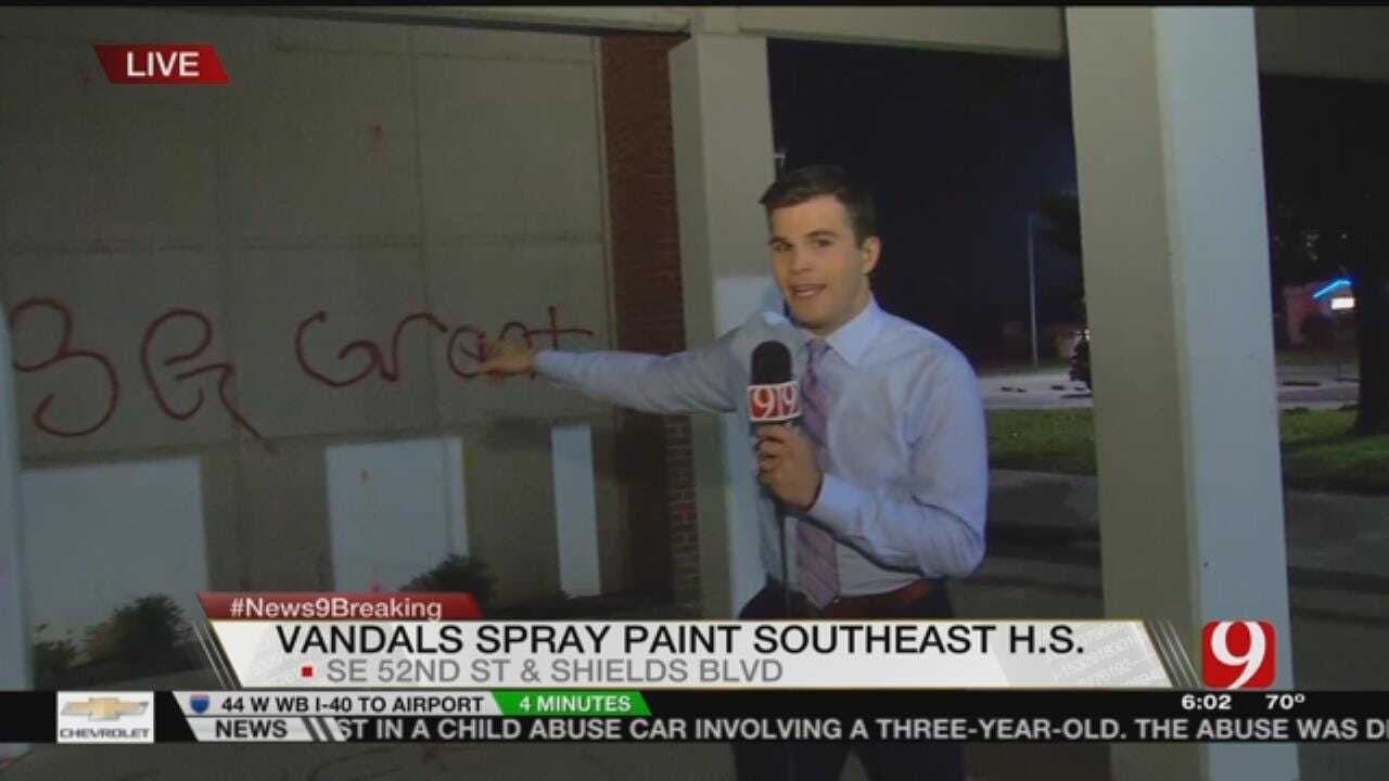 Southeast (OKC) HS Vandalized With Graffiti