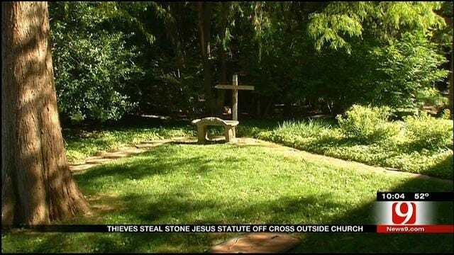 Thieves Steal Stone Jesus Statue Off Cross Of Edmond Church