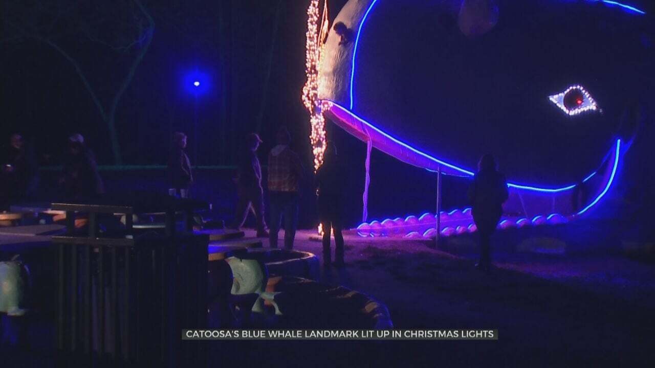 Catoosa's Blue Whale Landmark Lit Up In Holiday Lights 