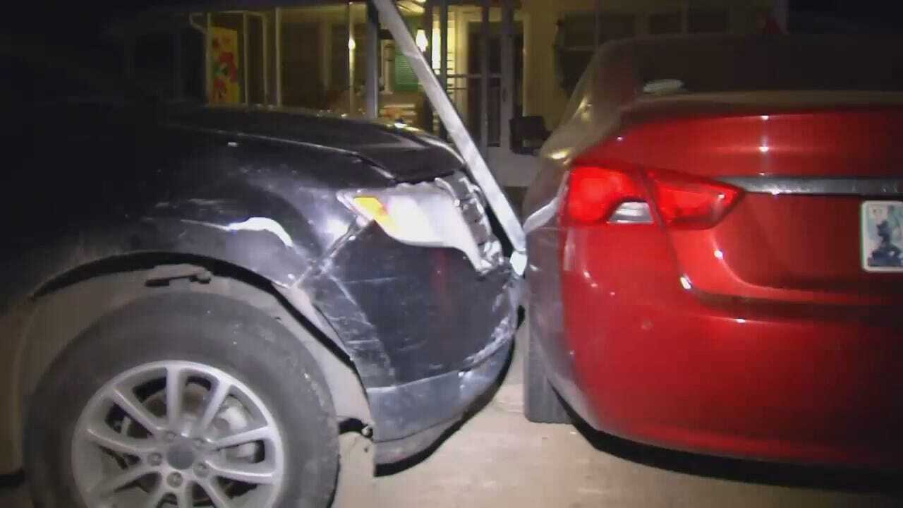 WEB EXTRA: Man Crashes Into Carport During Sapulpa Chase
