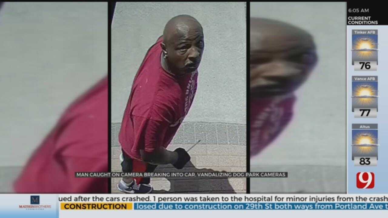 Man Caught On Camera Breaking Into Car, Vandalizing OKC Dog Park Cameras