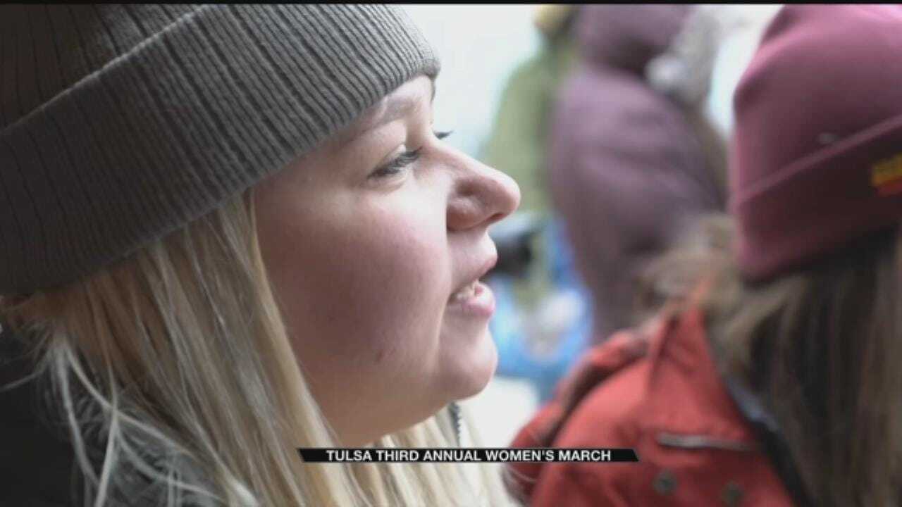 Large Crowds Join In Women's March On Guthrie Green