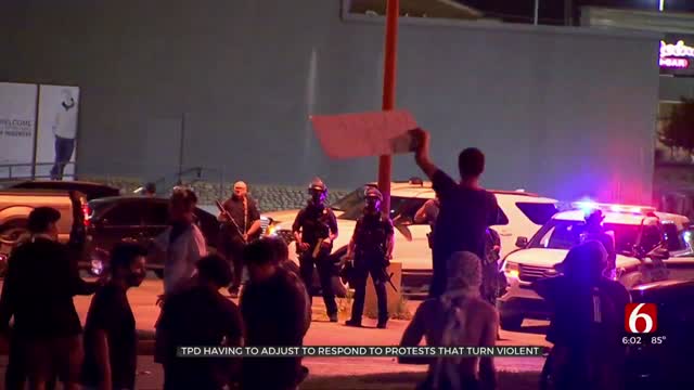 Tulsa Police Try To Control Vandalism During Monday Night's Protests
