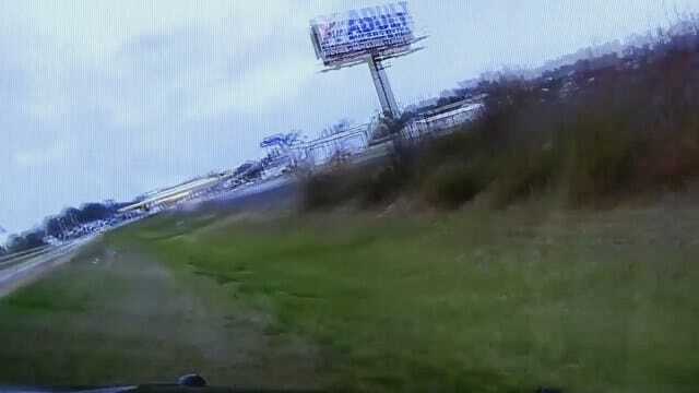 WEB EXTRA: Muldrow Police Dashcam Video Of Rollover Crash