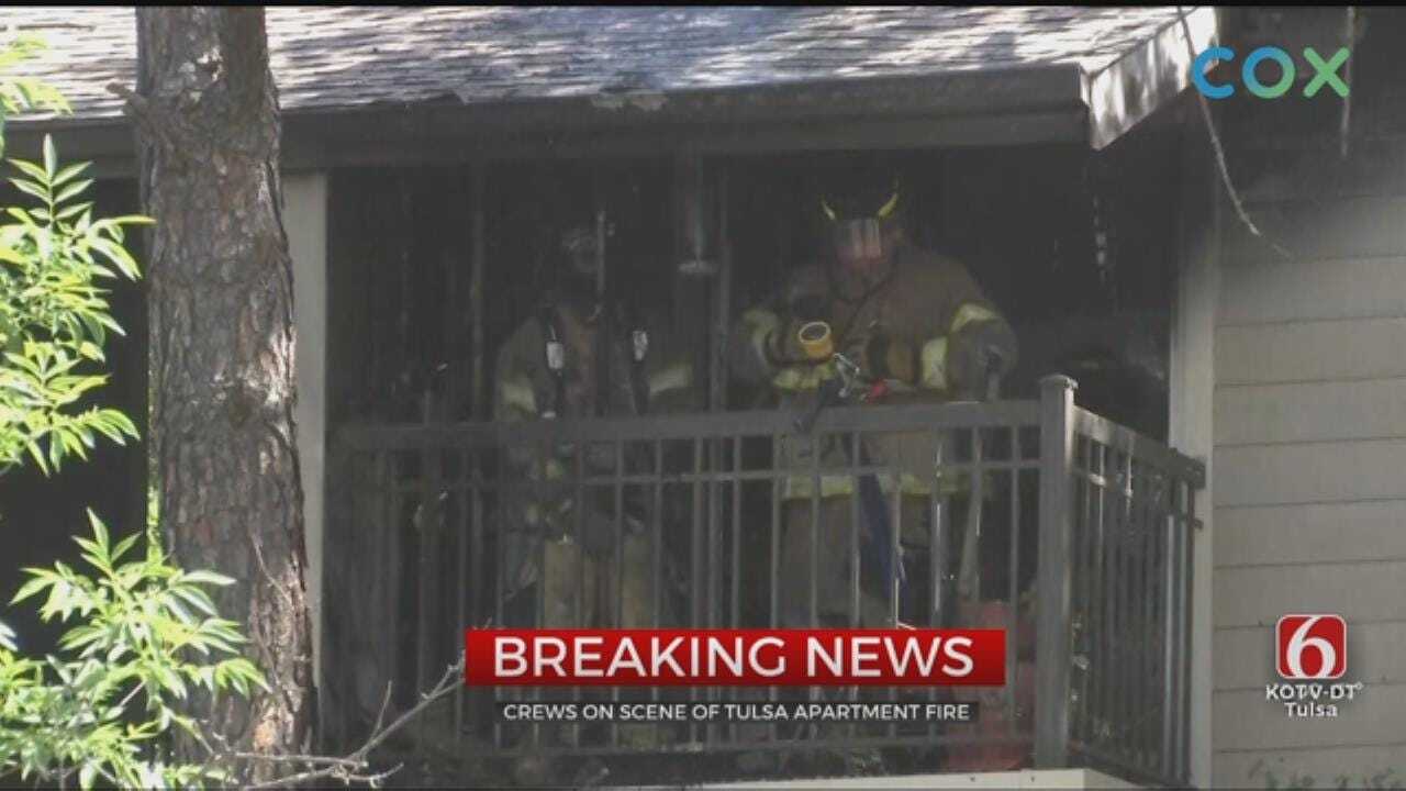 Tulsa Firefighters Work To Put Out Apartment Fire