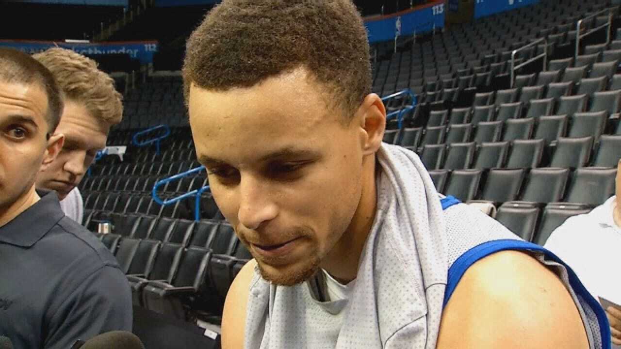 Steph Curry Talks Knee Recovery, Playing on Road Before Game 3 of WCF