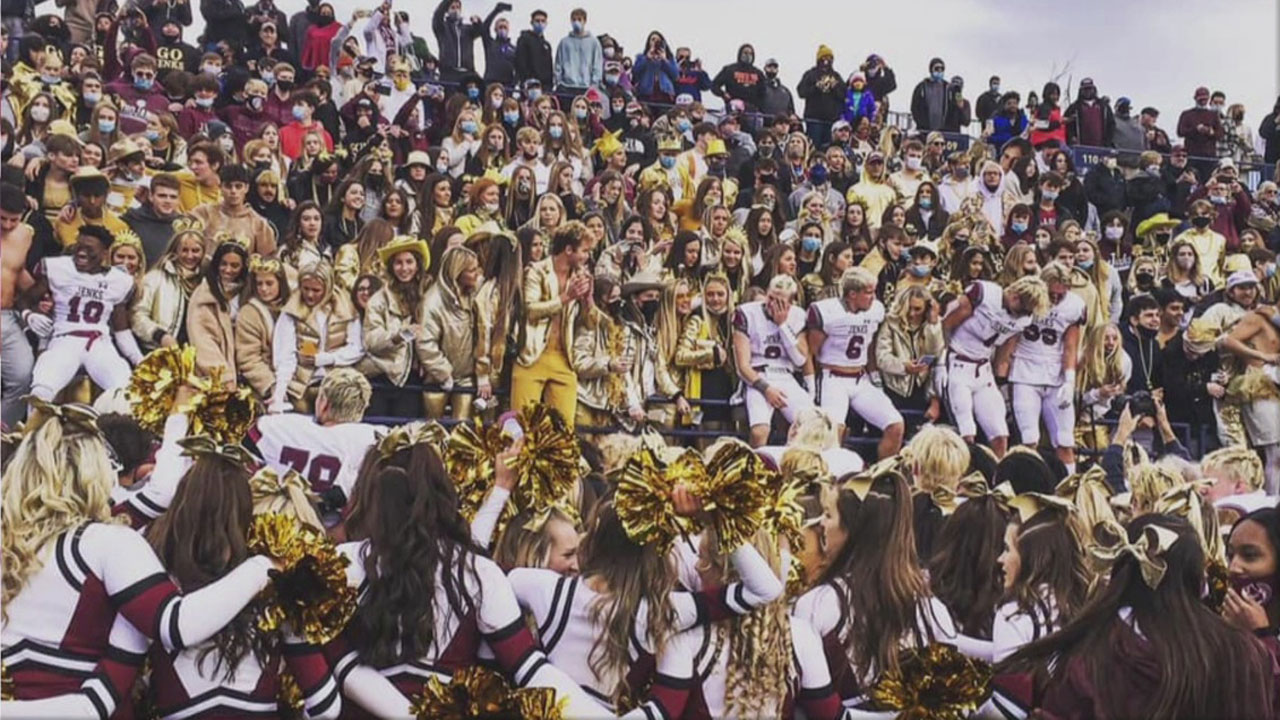 Picture Showing Fans, Students Mask-Less Celebrating Jenks Championship Win Causes Controversy 