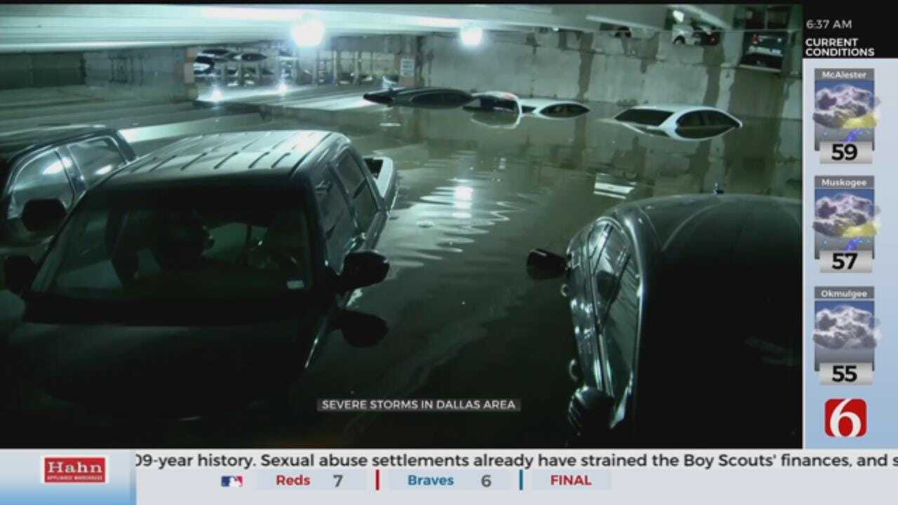 Heavy Rain Floods Dallas Airport Parking Garage