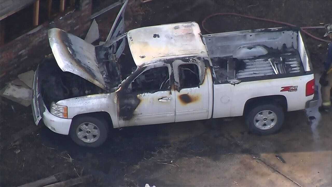 Truck Hits Tulsa House, Catches Fire