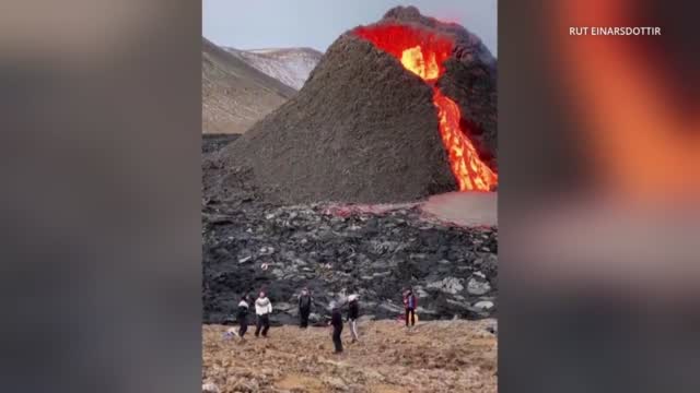Hikers Scramble As New Fissure Opens Up At Icelandic Volcano