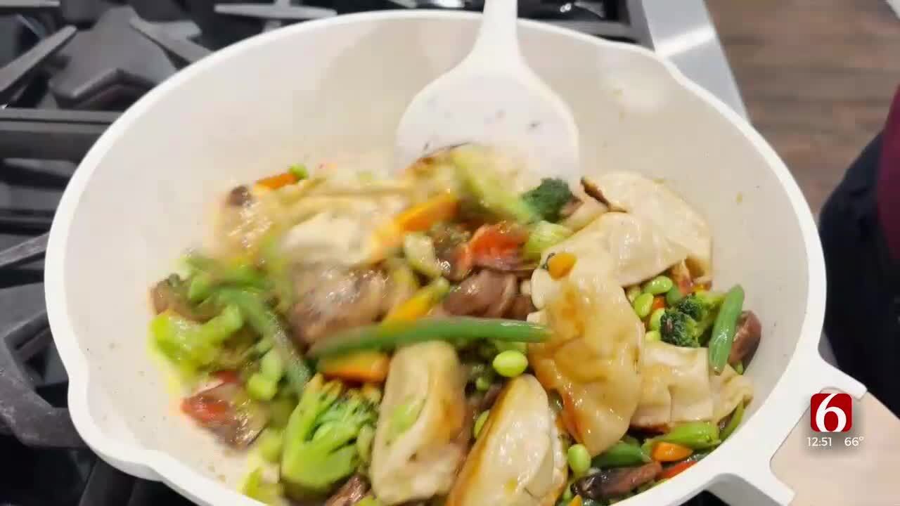 Potsticker Stir-Fry With Easy Asian Salad