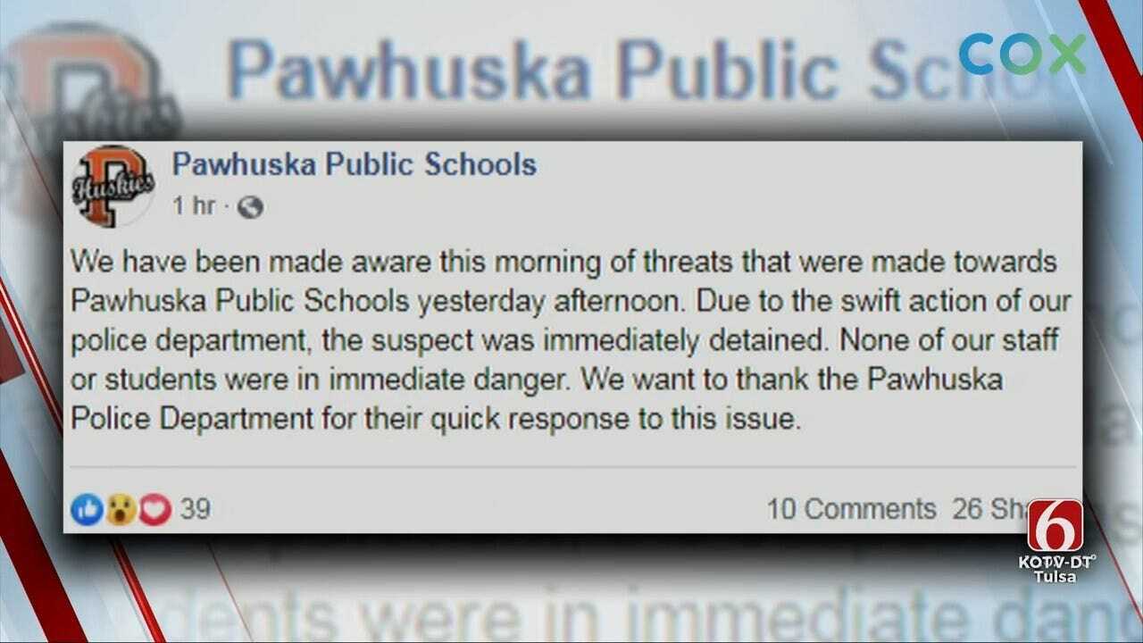 Pawhuska Police: Man Arrested For Threatening To 'Shoot Up' School
