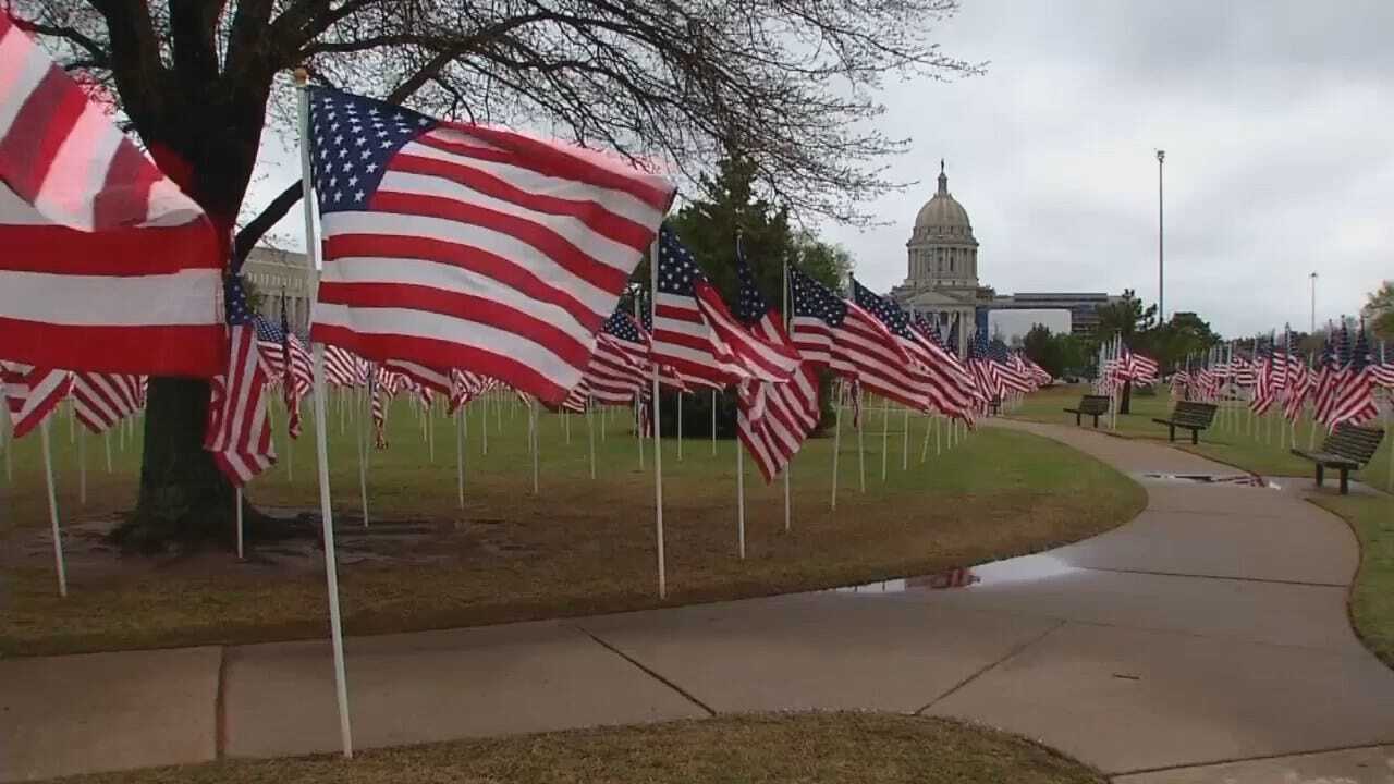 WEB EXTRA: Field Of Flags At The Oklahoma Capitol